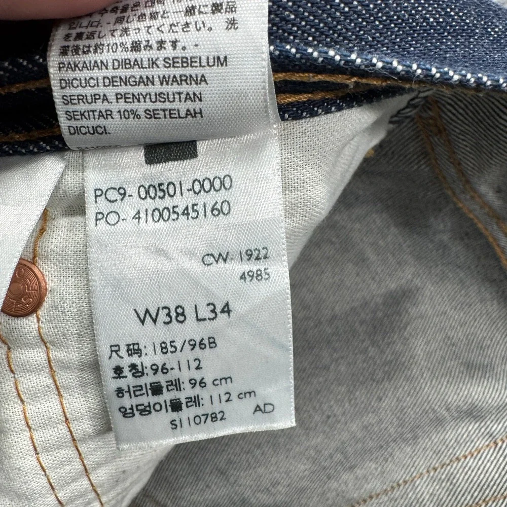 Levi's 501 Original Fit Jeans Mens 38x34 Dark Wash Indigo Denim Workwear